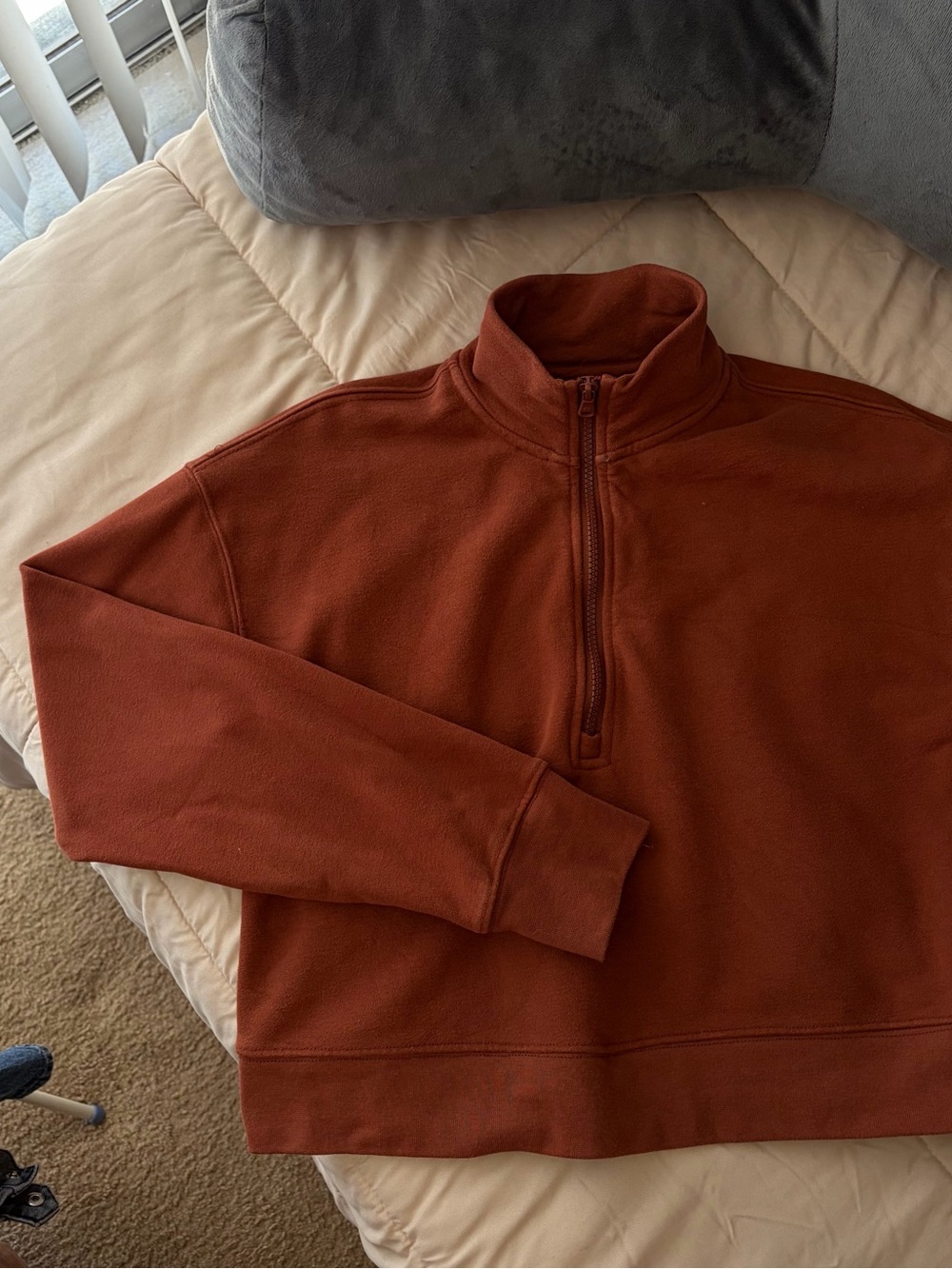 Quarter-Zip Pullover Sweater - Rust